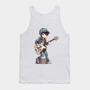 A boy playing his favourite guitar Tank Top